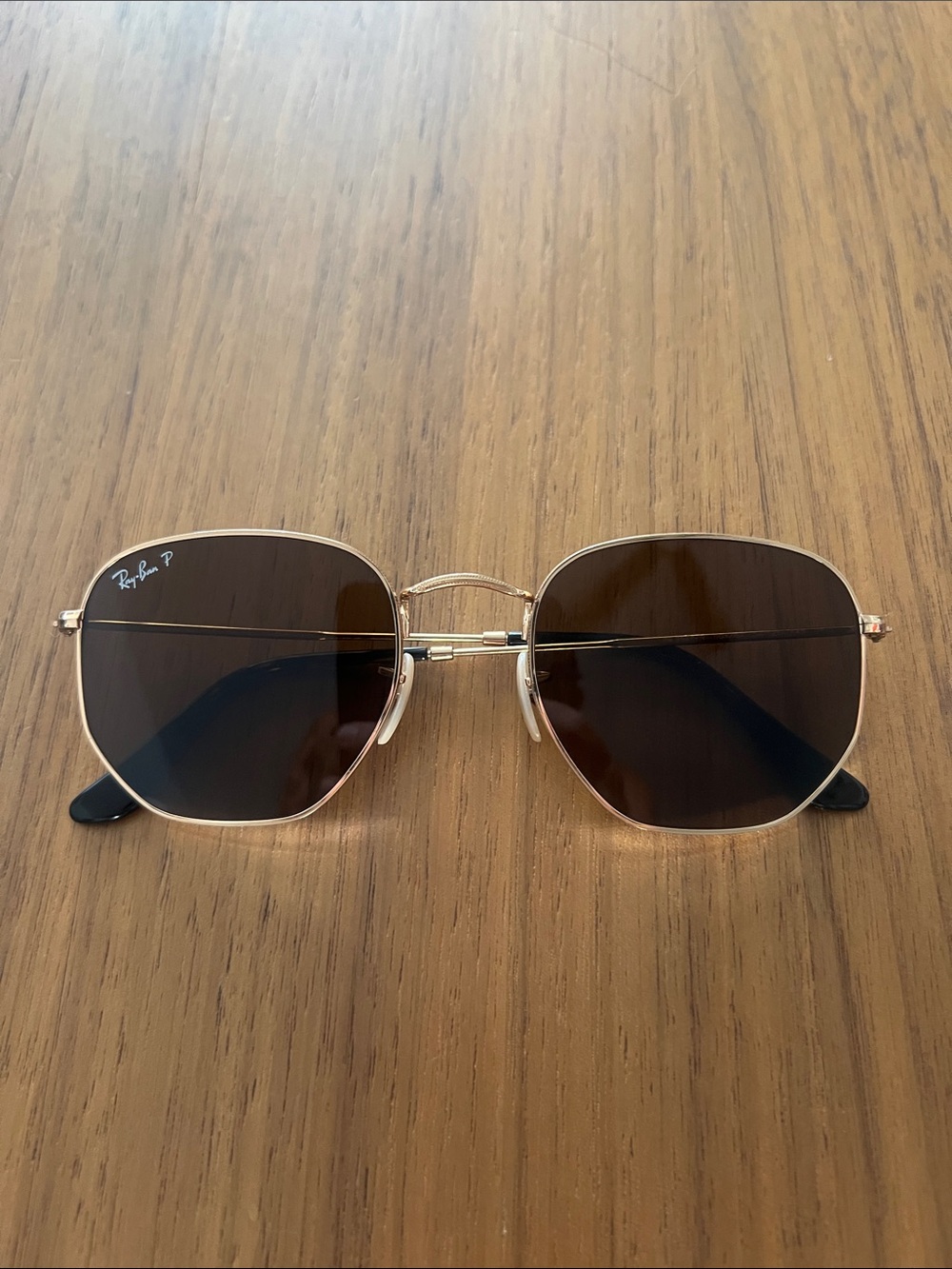 Ray-Ban Gold Frame Sunglasses with Brown Lenses
